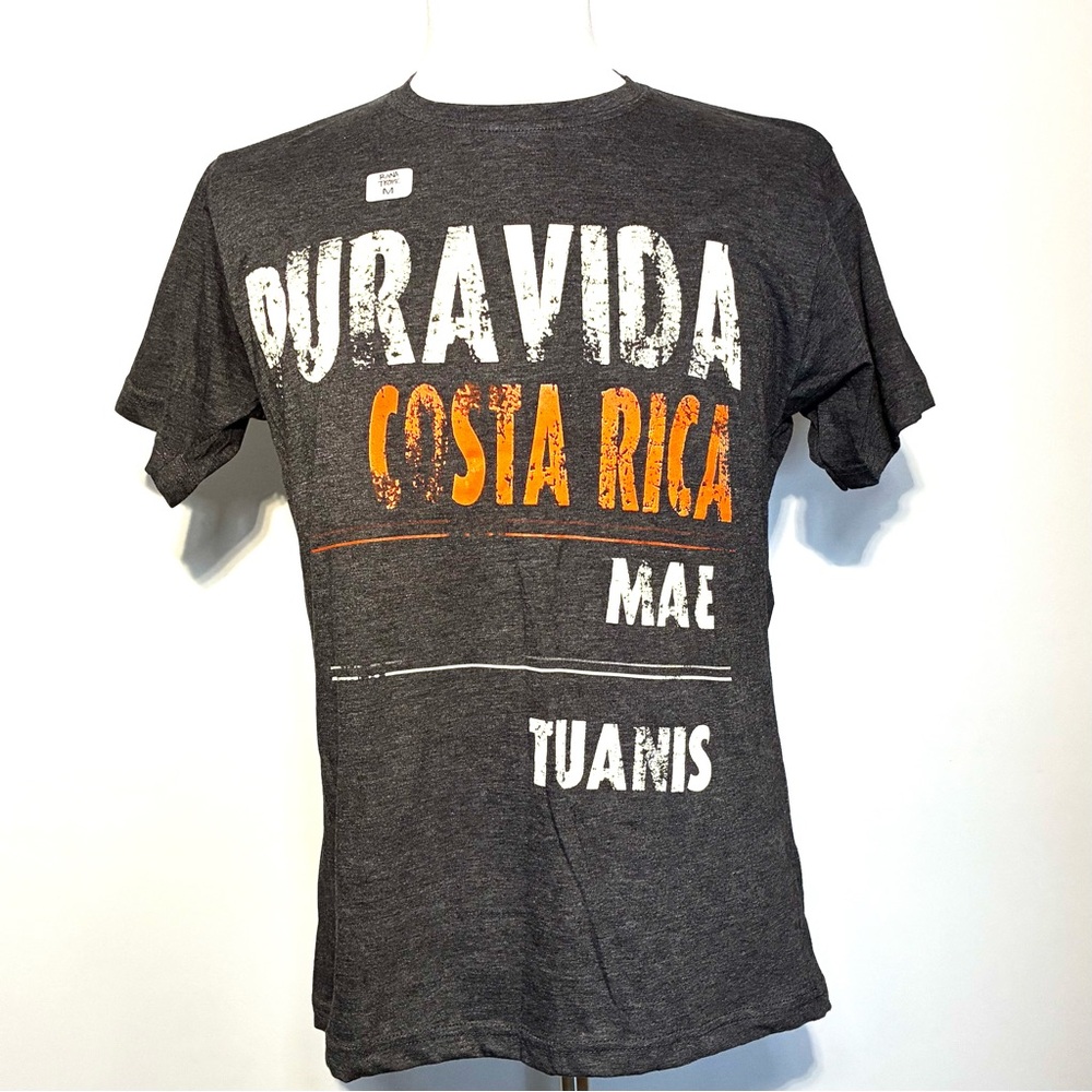 Pura Vida Costa Rica Graphic Tee - Dark Gray and Orange